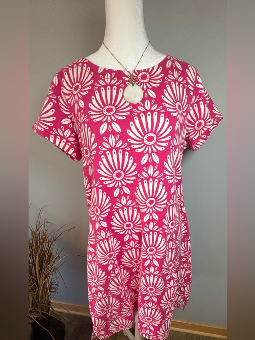 Hatley Pink Floral Shift Dress Cotton Size L